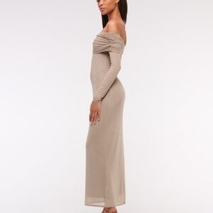 Elegant Gray Off-Shoulder Dress